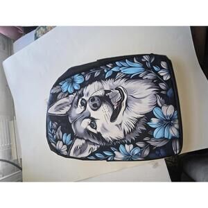 Blue Floral Husky/Wolf Graphic Backpack.